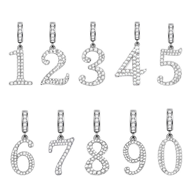 Gnoce Lucky Number Zirconia Charm Platinum-plated Silver Blend_2