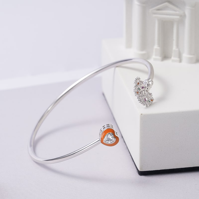 Tree of Life Open Bangle Sterling Silver Inlaid with Colorful Stones_3