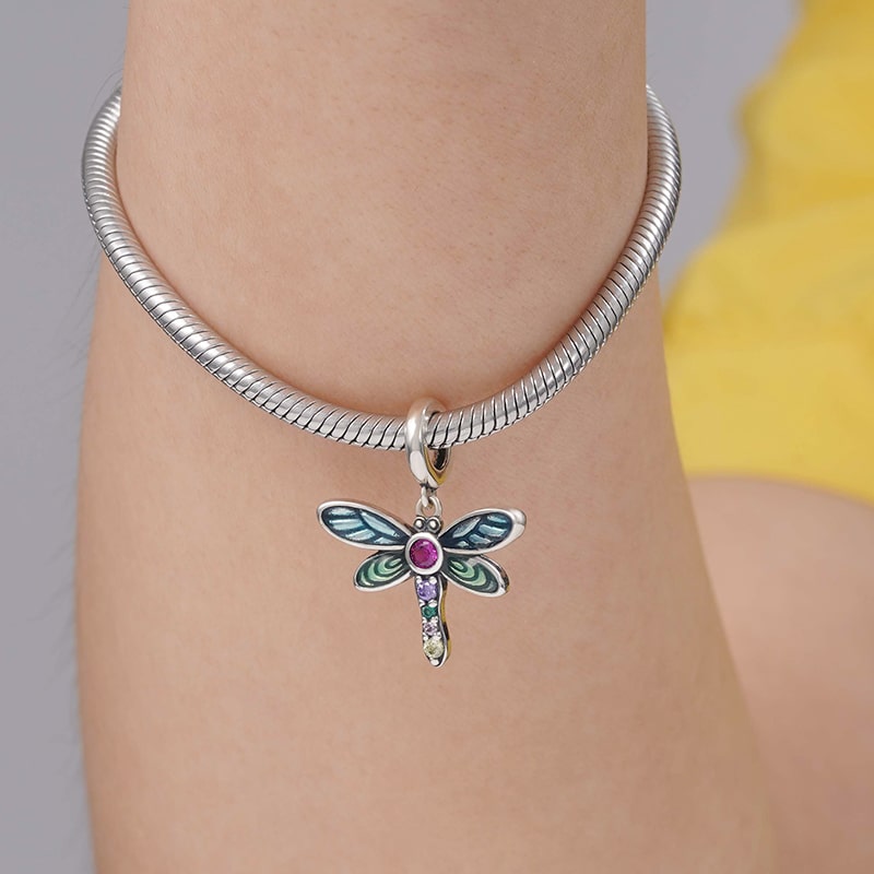 Shiny Dragonfly Pendant Dangle Charm Sterling Silver_3
