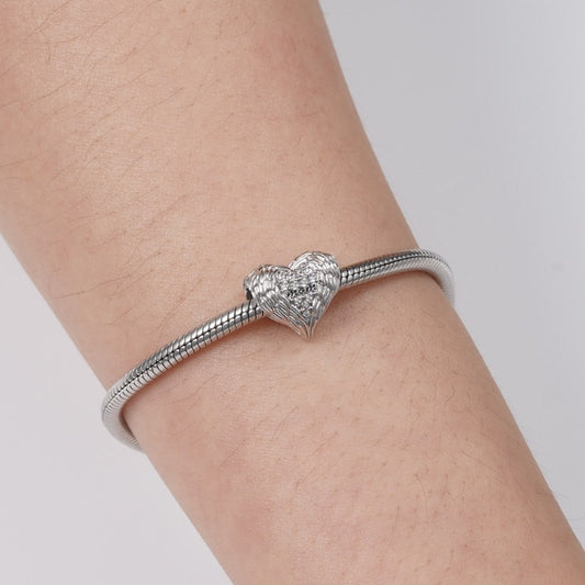 Gnoce Feather Heart Mom's Love Charm Platinum-plated Silver Blend_3