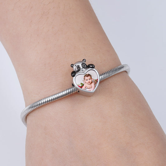 Gnoce Cute Heart-shaped Panda Photo Charm_2