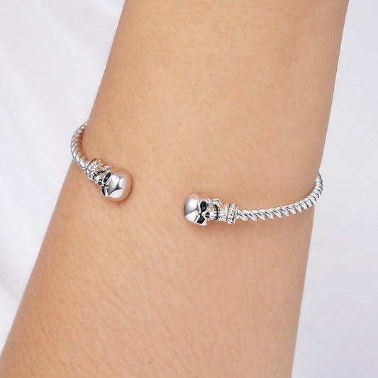 Gnoce Double Skull Bracelet Platinum-plated Silver Blend_4
