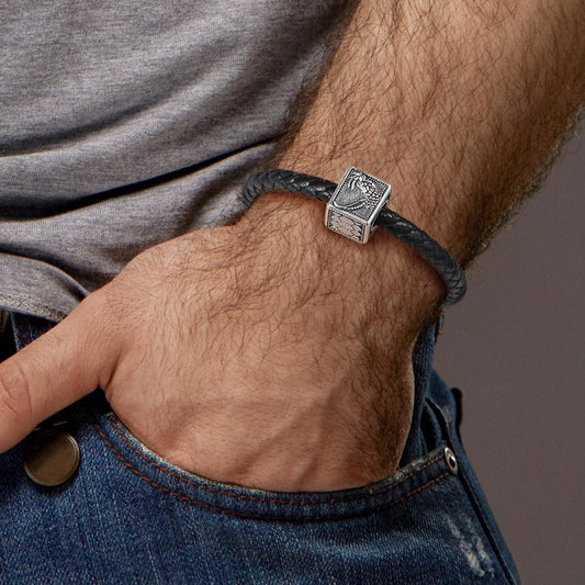 Gnoce Snake Square Men's Vintage Charm Platinum-plated Silver Blend_4