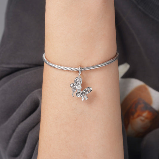 Gnoce Sleeping Mermaid Charm Platinum-plated Silver Blend_3