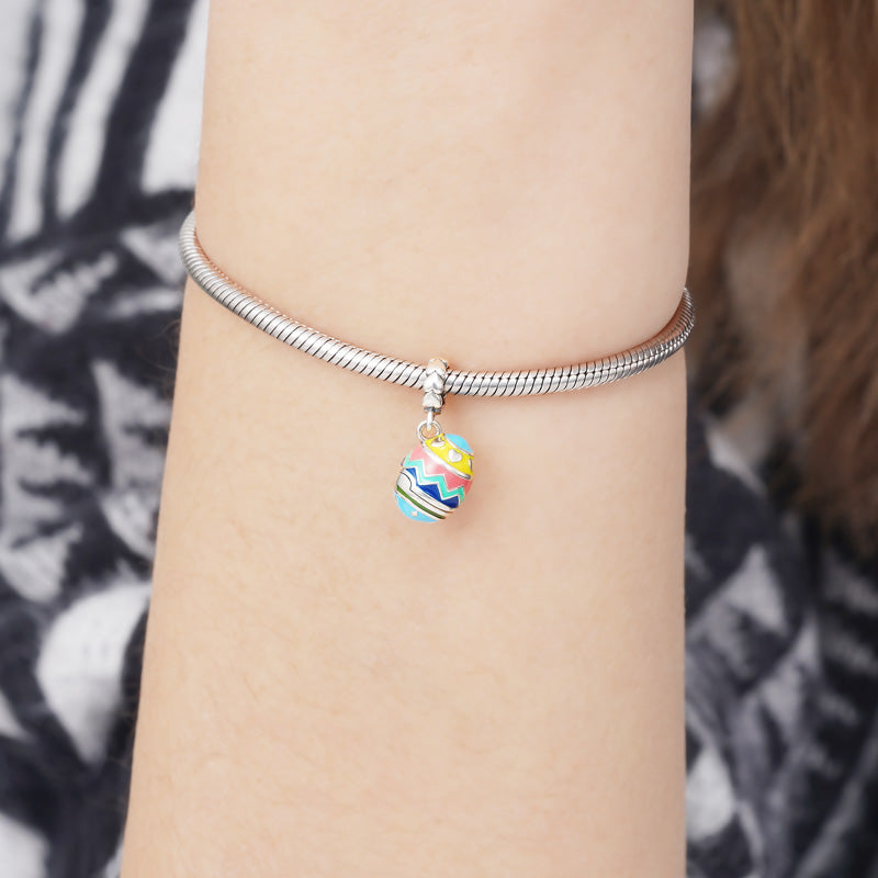 Easter Egg Pendant Charm Openable with Heart Dangle 925 Sterling Silver Colorful Enamels_4