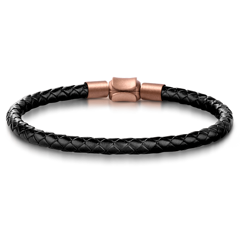 Copper Black Leather Men's Bracelet_1