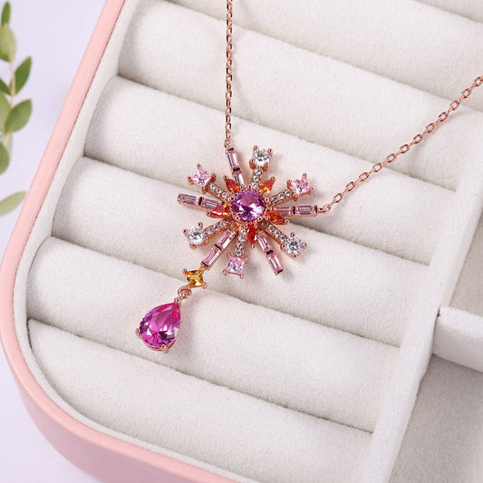 Gnoce Bead Flowers & Pear-cut Necklace_3