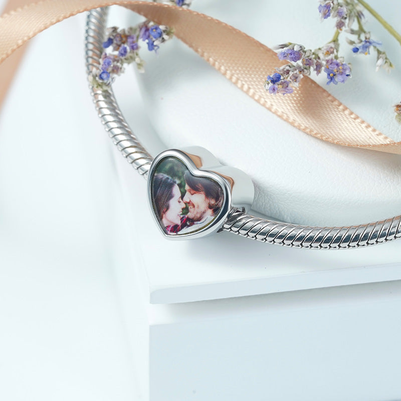 Gnoce Rose Lover Personalized Photo Charm Platinum-plated Silver Blend_2