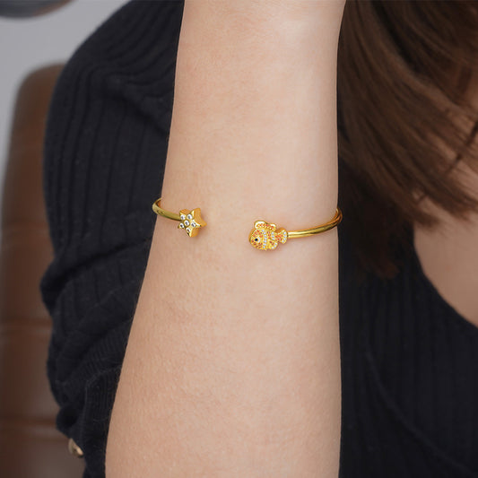 Gnoce Fish & Starfish Open Bangle Bracelet_3
