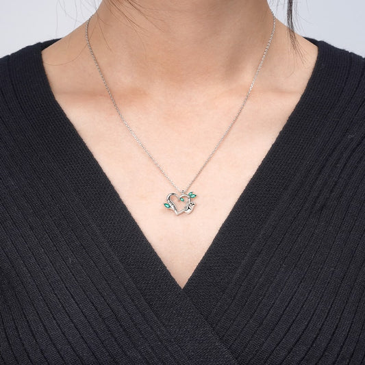 Gnoce Sloth with Engravings Heart Necklace Platinum-plated Silver Blend_4