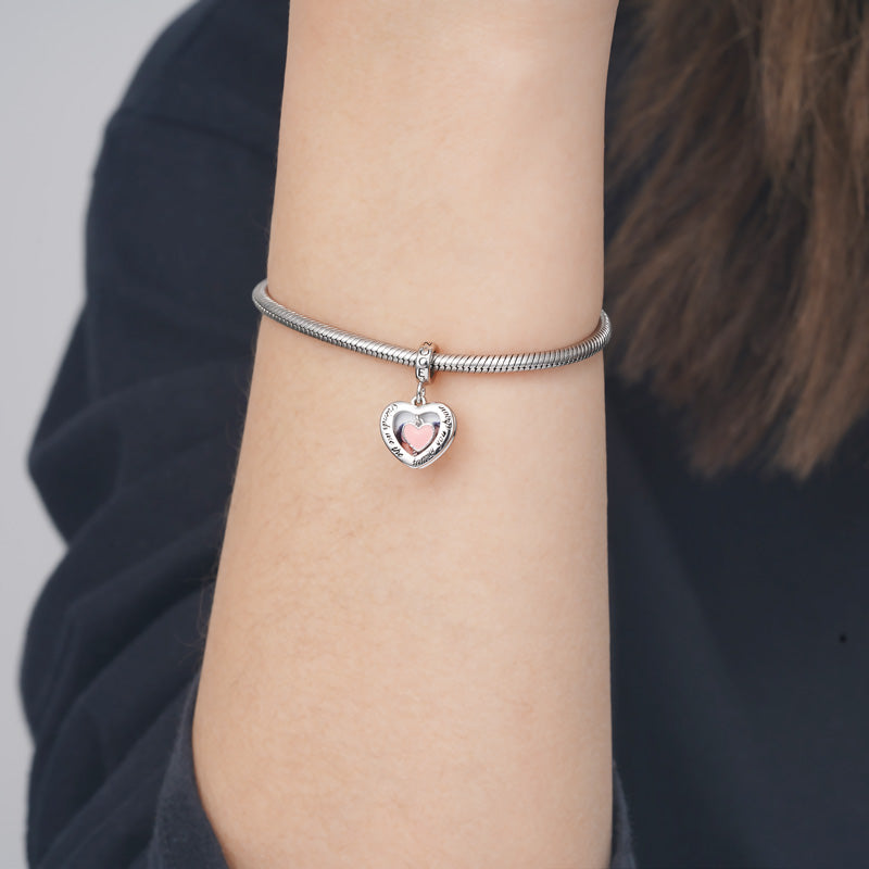 Gnoce Friends with Heart Personalized Photo Charm Platinum-plated Silver Blend_3