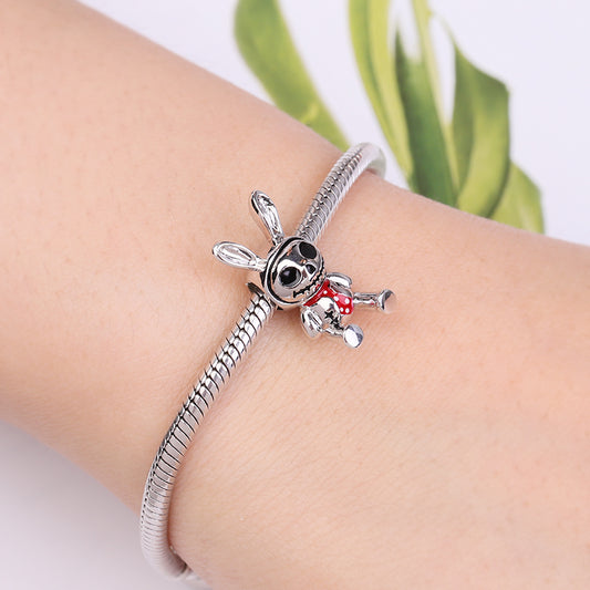 Gnoce Skeleton In Bunny Doll Charm Platinum-plated Silver Blend_3