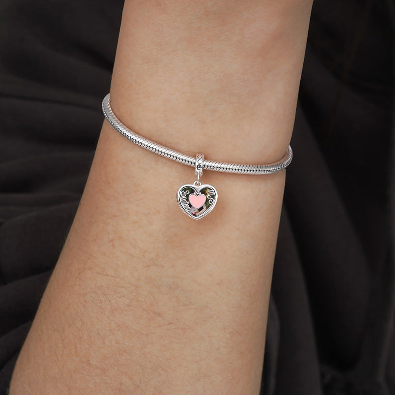 Gnoce "Sister & Sis" Heart Personalized Charm Platinum-plated Silver Blend_5