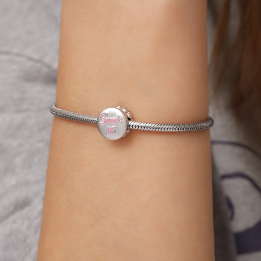 Gnoce "Sweet 16" Birthday Cake Charm Platinum-plated Silver Blend_5