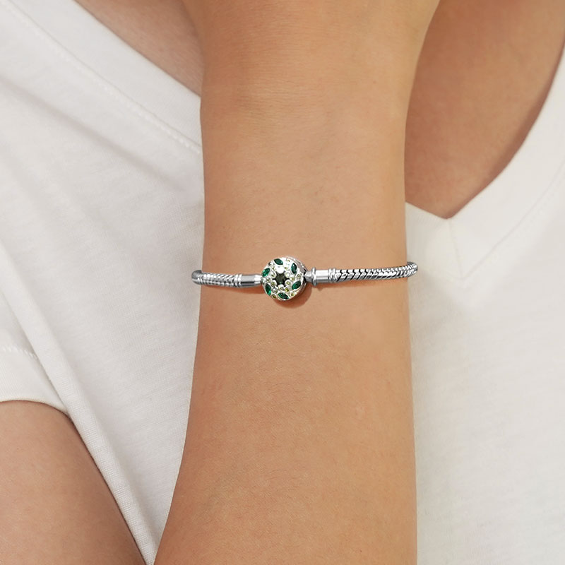 Gnoce Green Vine Basic Snake Chain Bracelet Platinum-plated Silver Blend_5