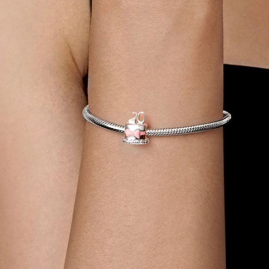Gnoce "20th Birthday Cake" Bow Tie Charm Platinum-plated Silver Blend_5