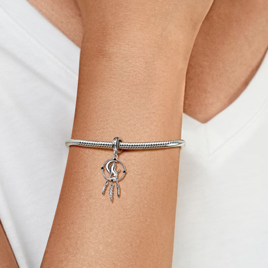 Gnoce Wolf Dream Catcher Charm Platinum-plated Silver Blend_5