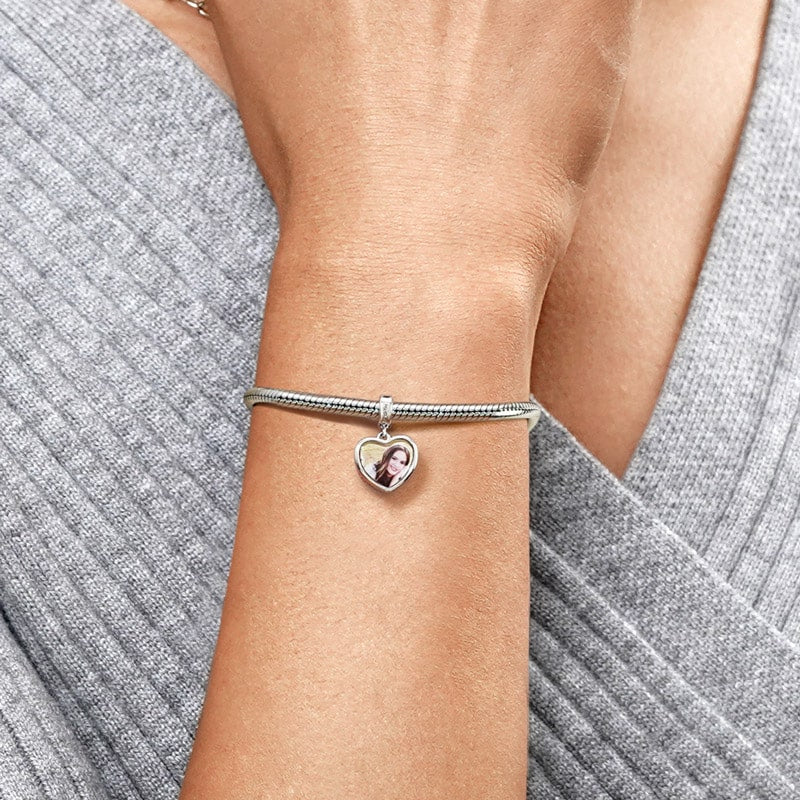 Gnoce Jul.Birthstone Heart Personalized Photo Pendant Dangle Charm_4