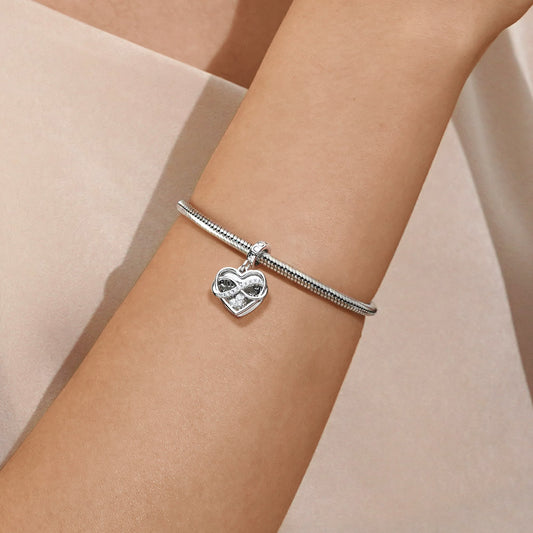 Gnoce Infinite Heart Personalized Photo Double Charm Platinum-plated Silver Blend_5