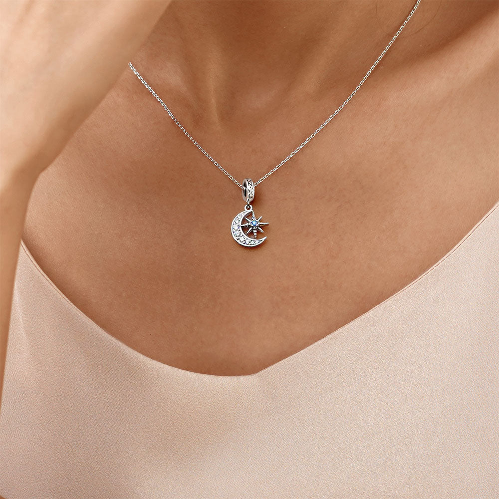 Gnoce Galaxy Moon & Star Charm Platinum-plated Silver Blend_6