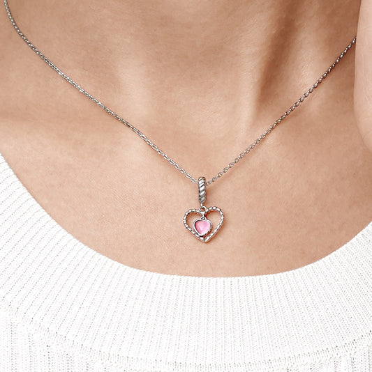 Gnoce Pink Heart Love Pendant Dangle Charm_6