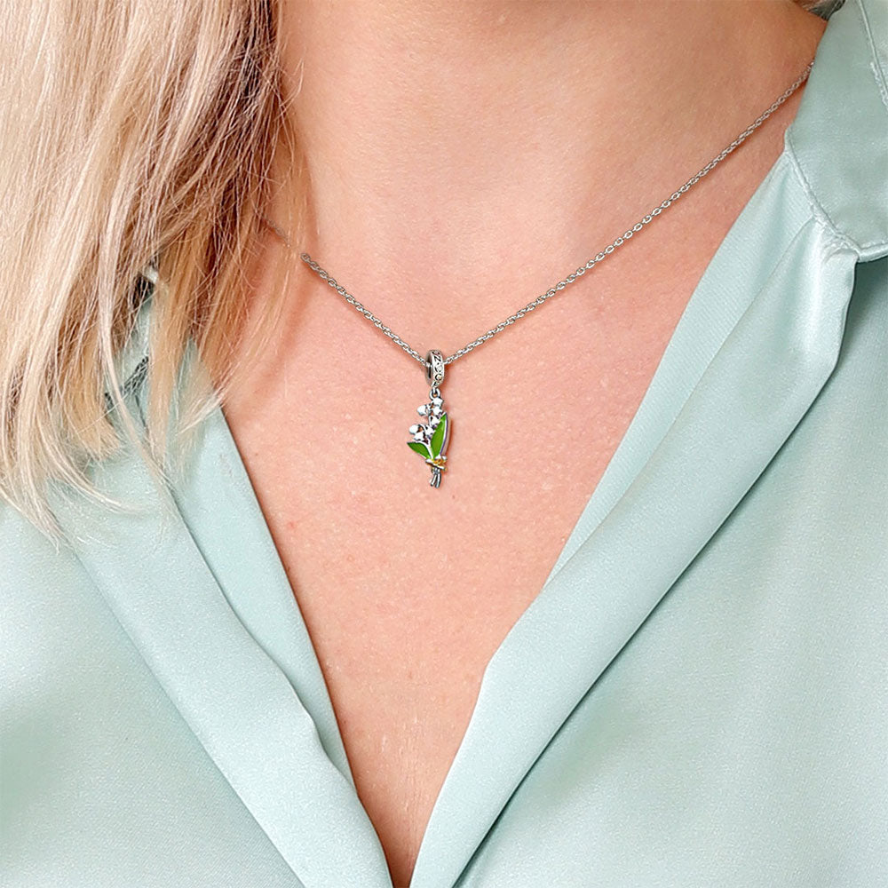 Lily of the Valley Flower Pendant Dangle Charm Sterling Silver_6