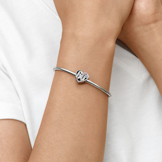 Gnoce Celebration 60th Birthday Heart Charm Platinum-plated Silver Blend_5