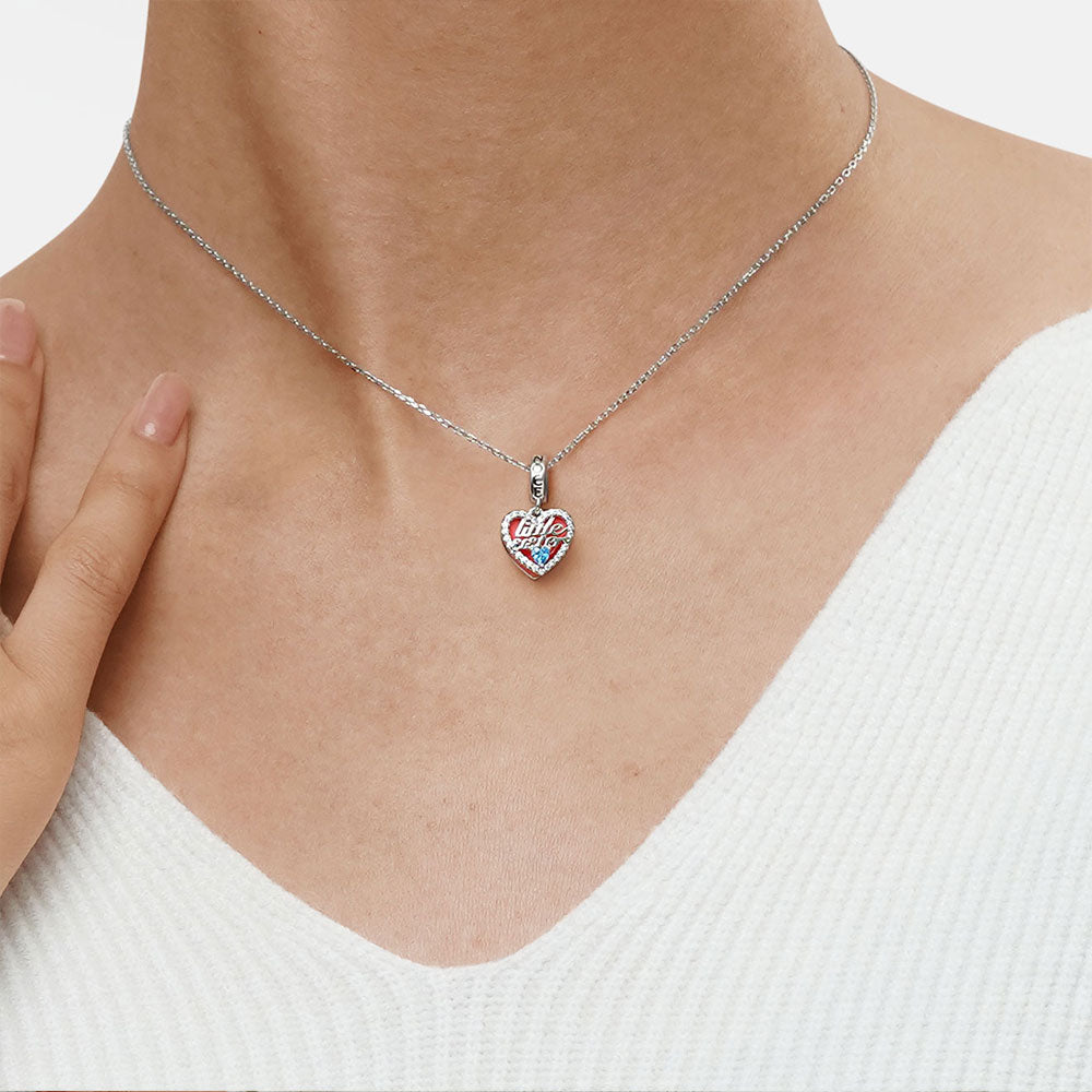 Gnoce "Little Sister" Heart Double Charm Platinum-plated Silver Blend_7