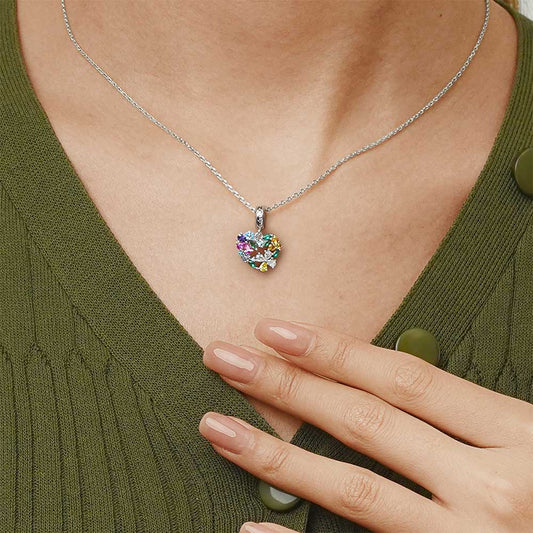 Gnoce Floral Heart Wreath Charm Platinum-plated Silver Blend_7