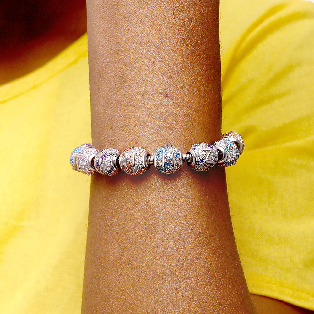 Gnoce "My Lucky Letter" Charm Alphabet Bead Sterling Silver with Cz_3