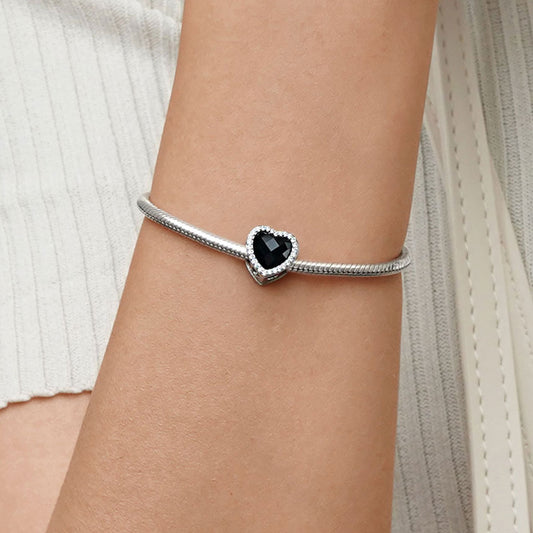 Gnoce Sparkling Til Death Love Heart Charm Platinum-plated Silver Blend_5