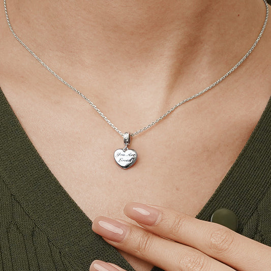Gnoce "You Are Loved" Heart Charm Platinum-plated Silver Blend_7