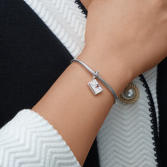 Gnoce Openable Envelope Love Letter Engravable Charm Platinum-plated Silver Blend_5