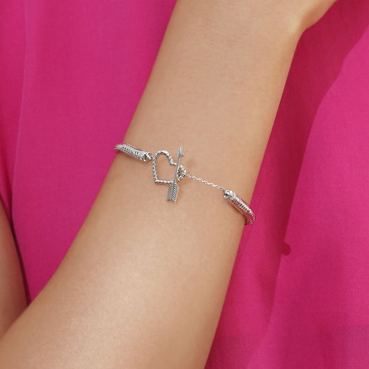 Gnoce Arrow with Love Snake Chain Bracelet Platinum-plated Silver Blend_6