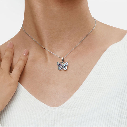 Gnoce Sparkling Flying Butterfly Moonstone Charm Platinum-plated Silver Blend_7