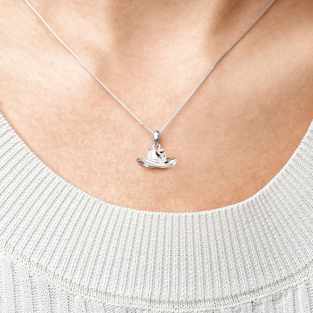 Gnoce Cowboy Hat Necklace Platinum-plated Silver Blend_4