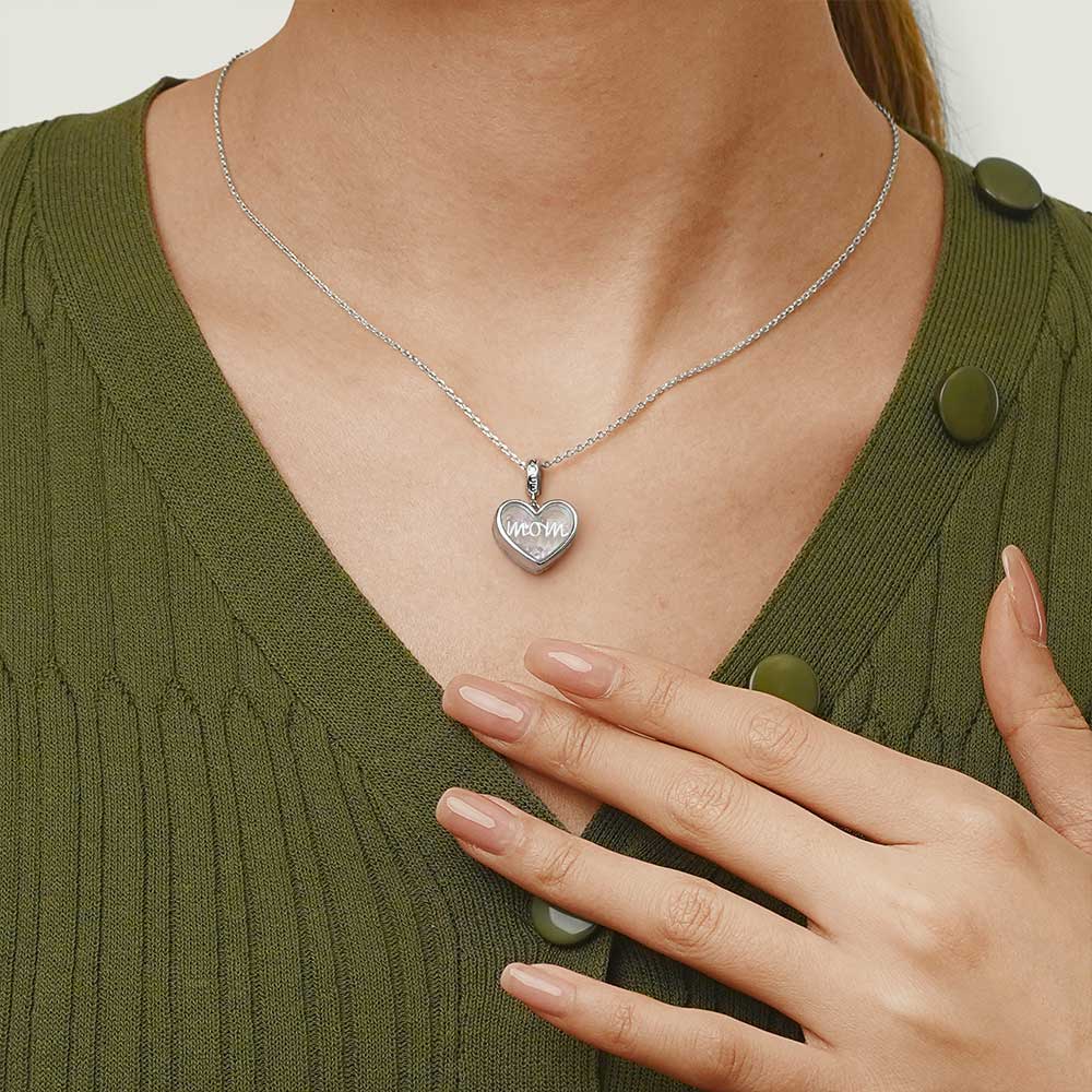 Gnoce Sparkling Mom Heart Charm Platinum-plated Silver Blend_7