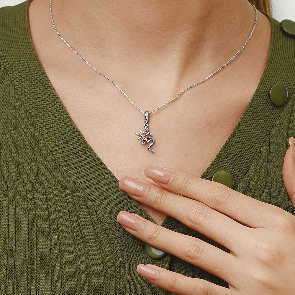 Gnoce Sparkling Snake & Star Double Charm Platinum-plated Silver Blend_7