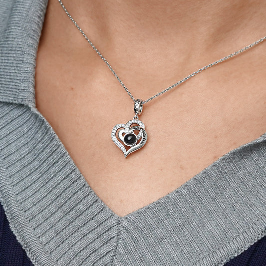Gnoce Projection Love Heart Personalized Charm Platinum-plated Silver Blend_6