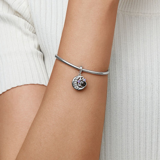 Gnoce Projection Moon & Star Charm Platinum-plated Silver Blend_4