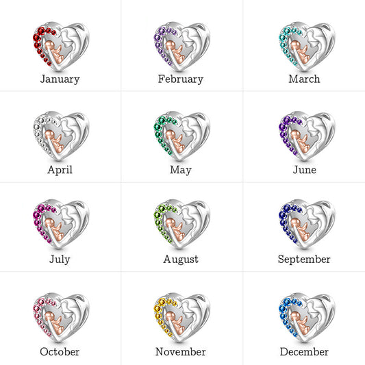 Gnoce Mom Hugs Baby Birthstone Engravable Charm Platinum-plated Silver Blend_7