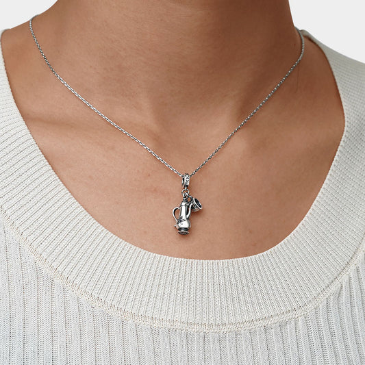 Gnoce Distressed Coffee Pot Pendant Platinum-plated Silver Blend_7