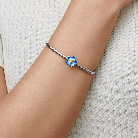 Gnoce Blue Forget-Me-Not Charm Platinum-plated Silver Blend_5