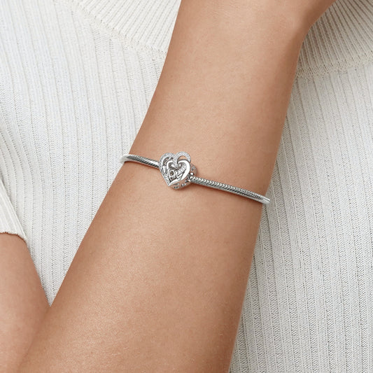 Gnoce "Love You,Mom" Heart Personalized Charm Platinum-plated Silver Blend_3