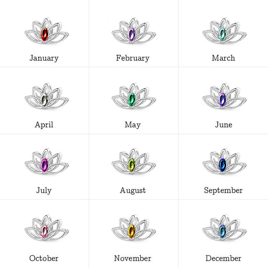 Gnoce Lotus Flower Birthstone Charm Platinum-plated Silver Blend_7