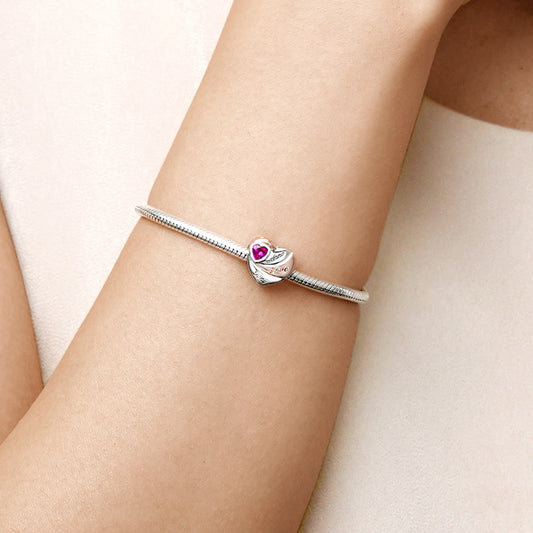 Gnoce Love Heart Engravable Charm Platinum-plated Silver Blend_5