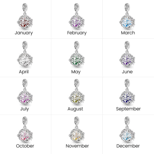 Gnoce Easter Egg Openable Birthstone Charm Platinum-plated Silver Blend_9