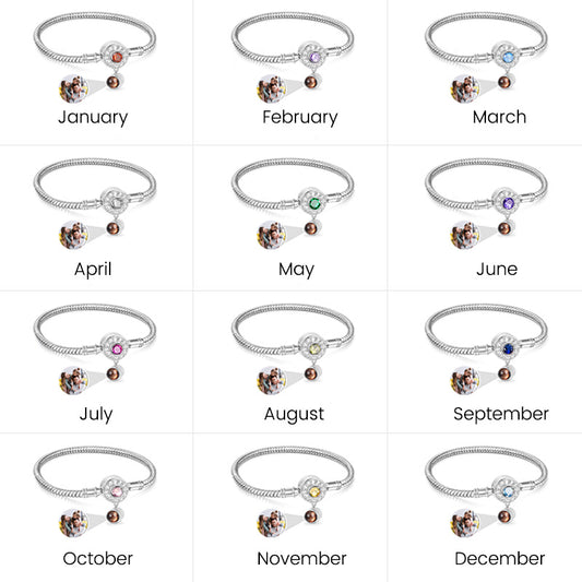 Gnoce Projection Birthstone Basic Snake Chain Bracelet_5