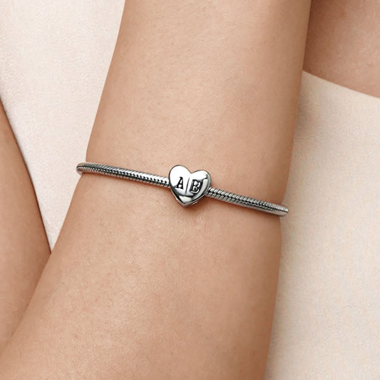 Gnoce Initial Letters Personalized Heart Charm Platinum-plated Silver Blend_5