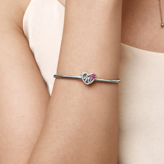Gnoce Celebration 40th Birthday Heart Charm Platinum-plated Silver Blend_4